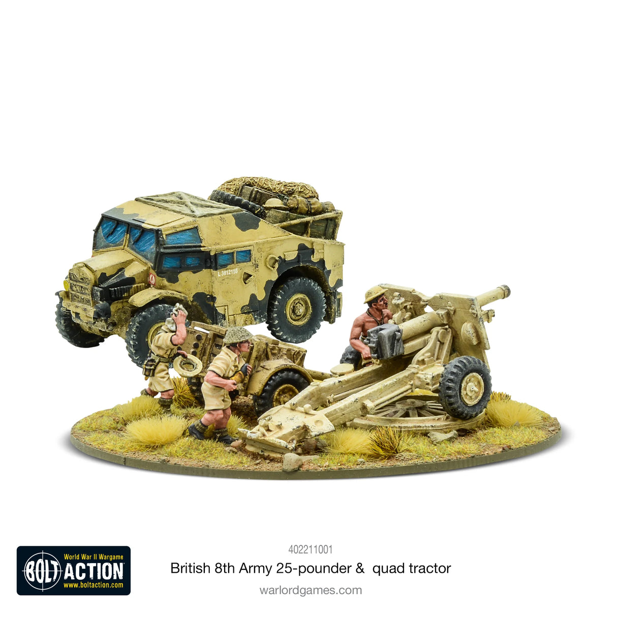 Bolt Action - 8th Army 25-PDR Light Artillery, Quad Tractor & Limber
