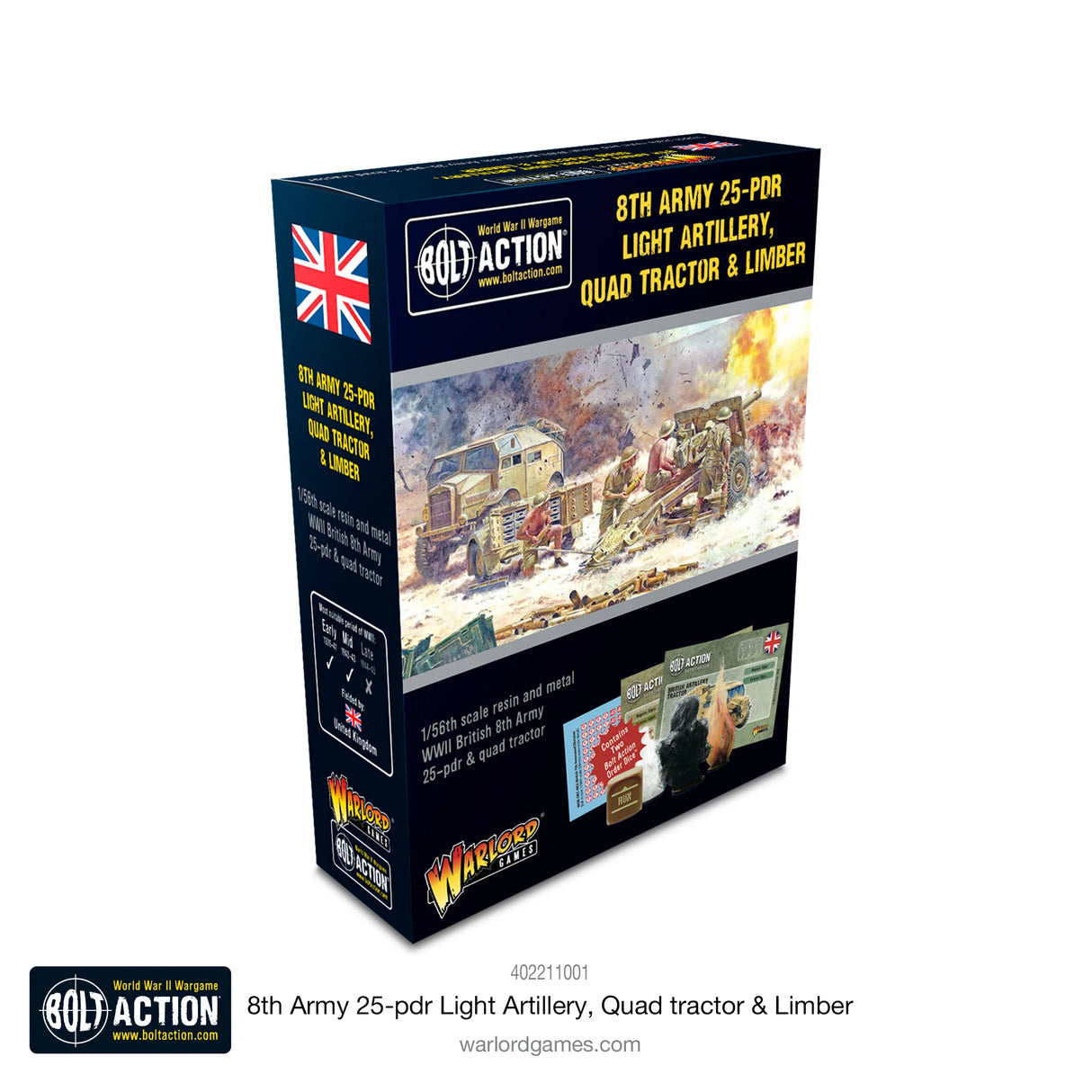 Bolt Action - 8th Army 25-PDR Light Artillery, Quad Tractor & Limber