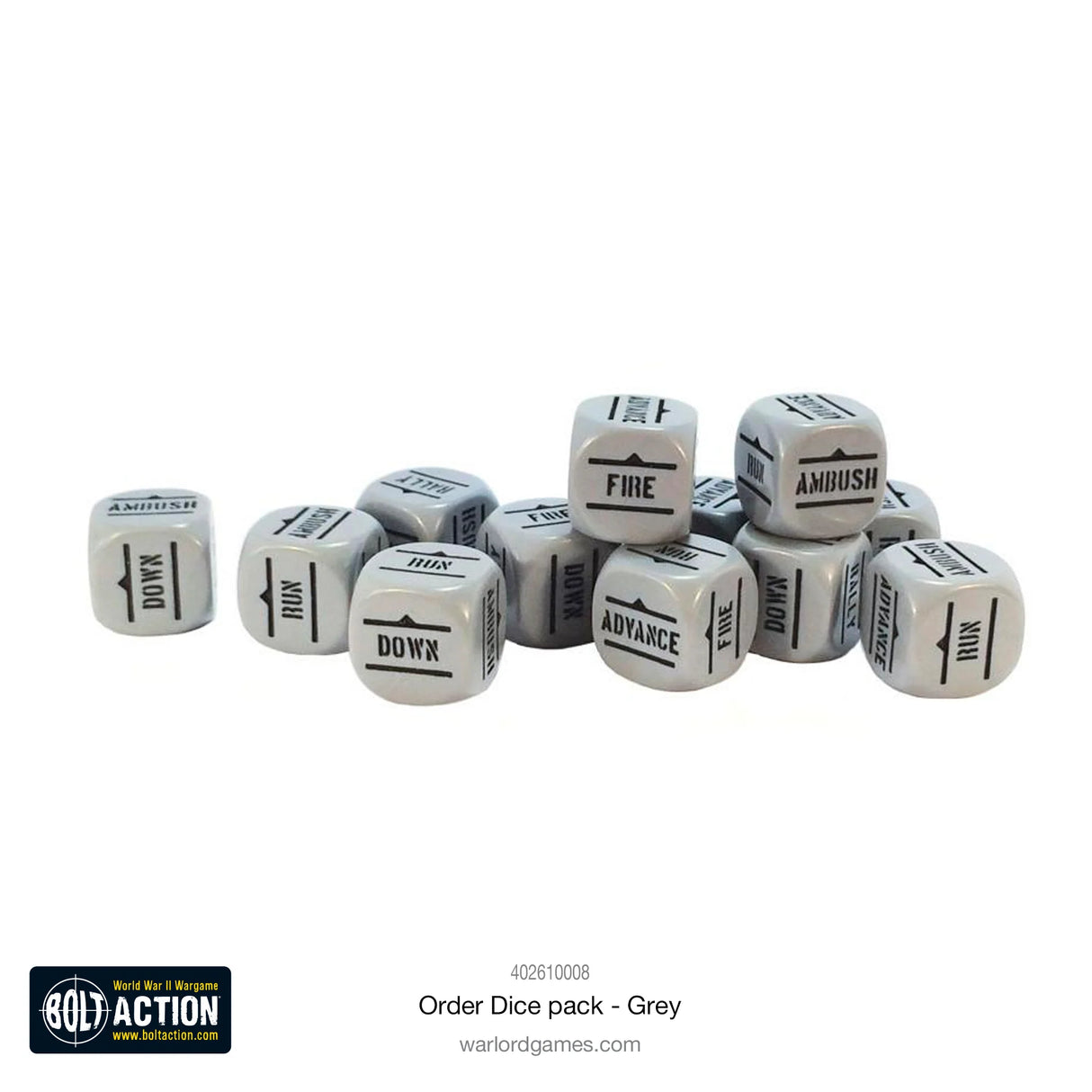 Bolt Action - Order Dice: Grey