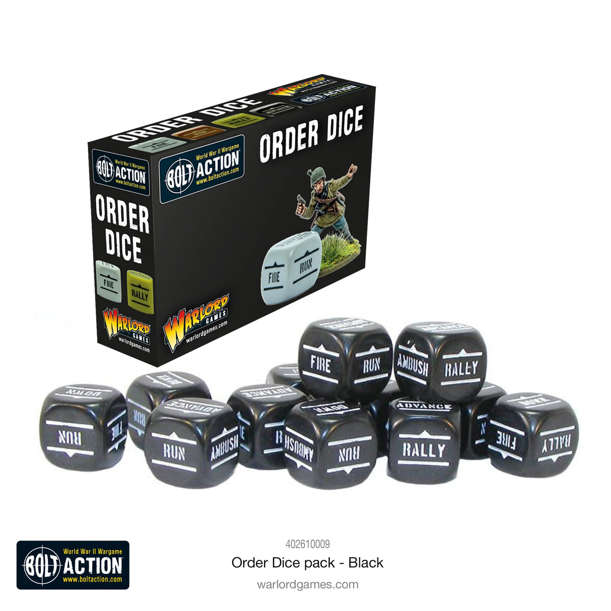 Bolt Action - Order Dice: Black