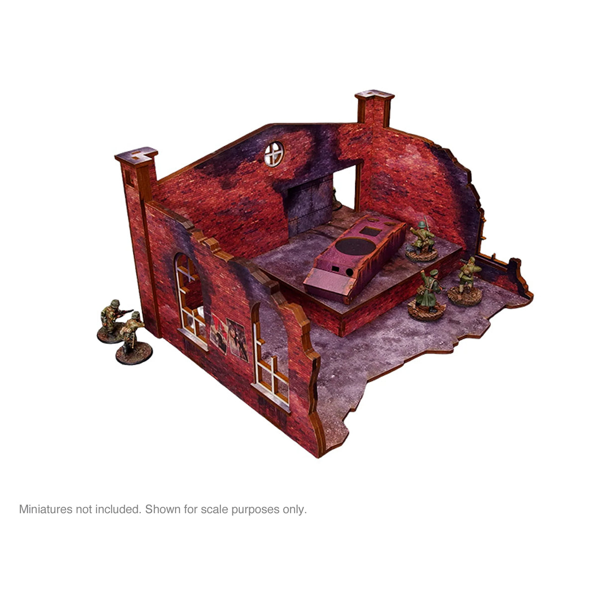 Micro Art Studio - Pre-Painted WW2 Ostfront Stalingrad Factory Back (With Ramp)