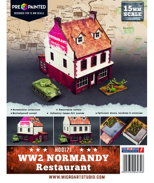 Micro Art Studio - Pre-Painted 15mm WW2 Normandy Restaurant