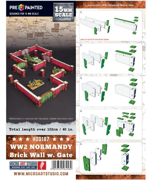 Micro Art Studio - Pre-Painted 15mm WW2 Normandy Brick Wall