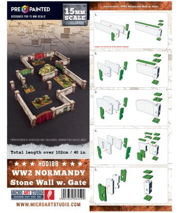 Micro Art Studio - Pre-Painted 15mm WW2 Normandy Stone Wall