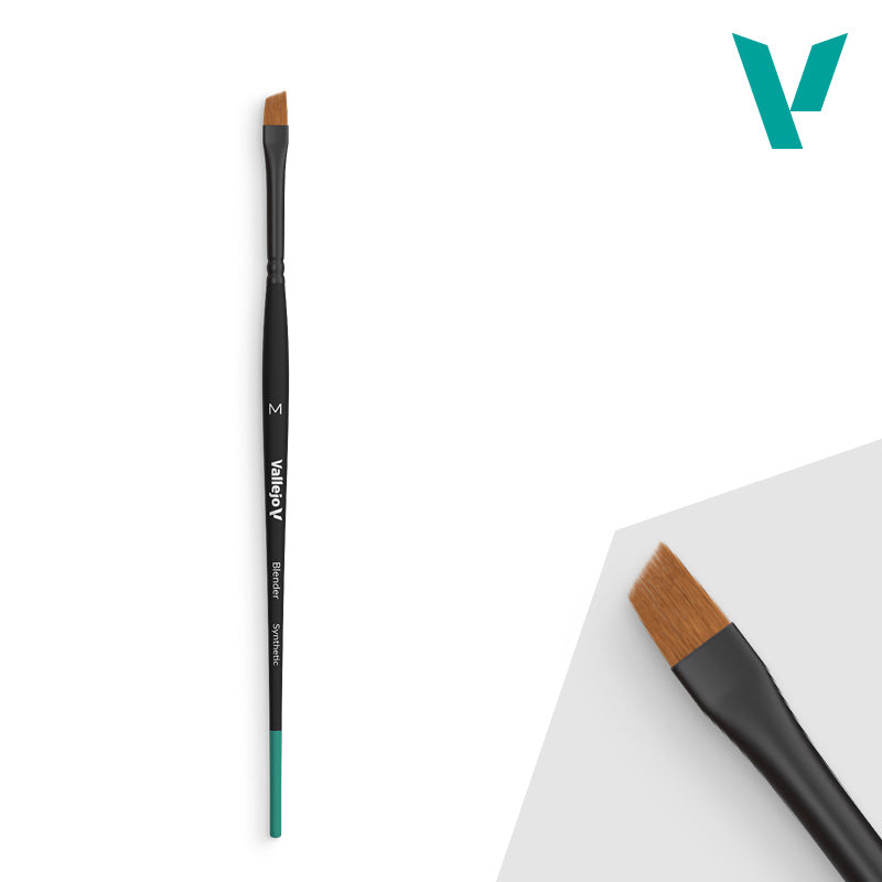 Vallejo - Hobby Brushes: Blender Flat Angled Synthetic Brush Medium