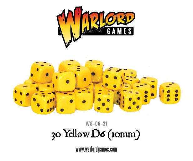 Warlord Games - D6 Dice: 30 Yellow D6 (10mm)