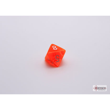 CHX 30060 Translucent Neon Orange/white Polyhedral 7-Dice Set (with bonus die)