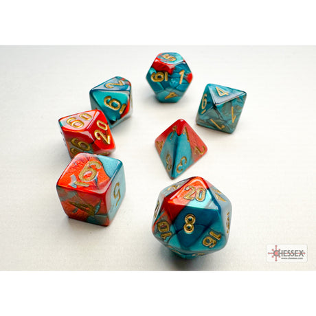 CHX 20662 Gemini Mini-hedral Red-Teal/gold 7-Die Set