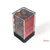CHX 23618 Translucent Smoke/red 16mm d6 Dice Block (12 dice)