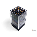 CHX 25628 Opaque Black/gold 16mm d6 Dice Block (12 dice)