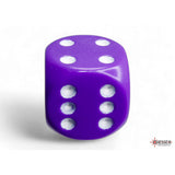 CHX 25607 Opaque Purple/white 16mm d6 Dice Block (12 dice)