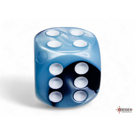 CHX 26646 Gemini Black-Shell/white 16mm d6 Dice Block (12 dice)