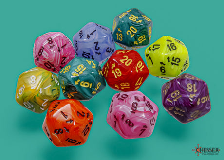 CHX 29019 Bag of 10 Assorted Vortex Countup&down d20s