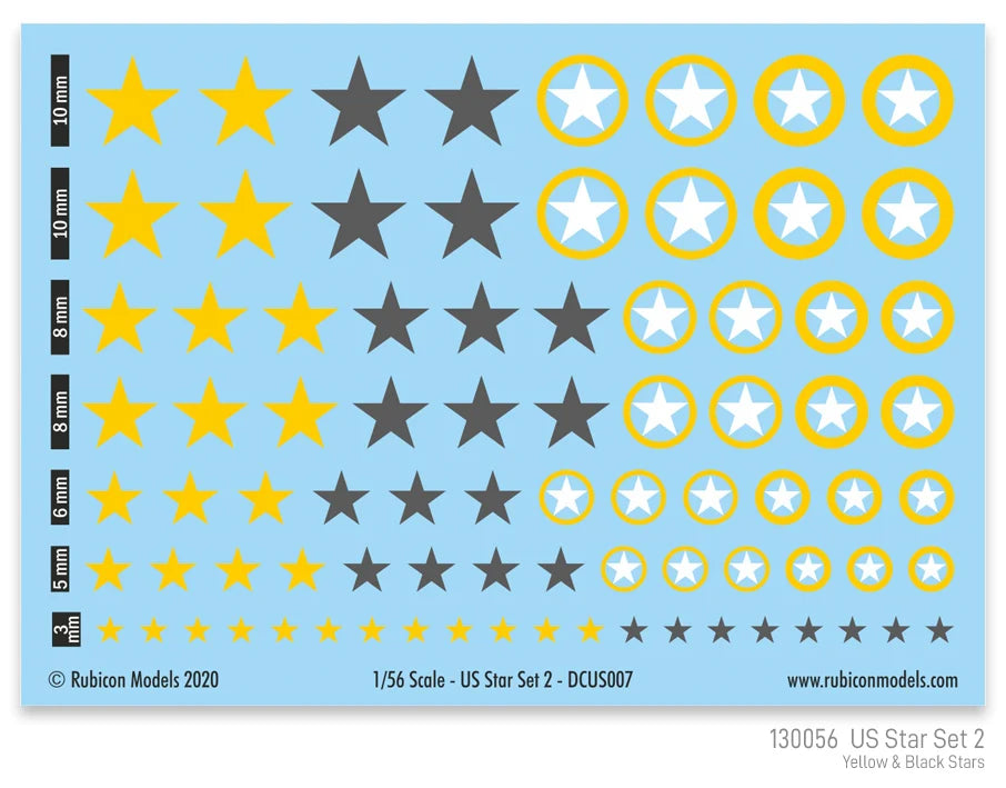 Rubicon Miniatures - US Star Set 2 Decal Sheet