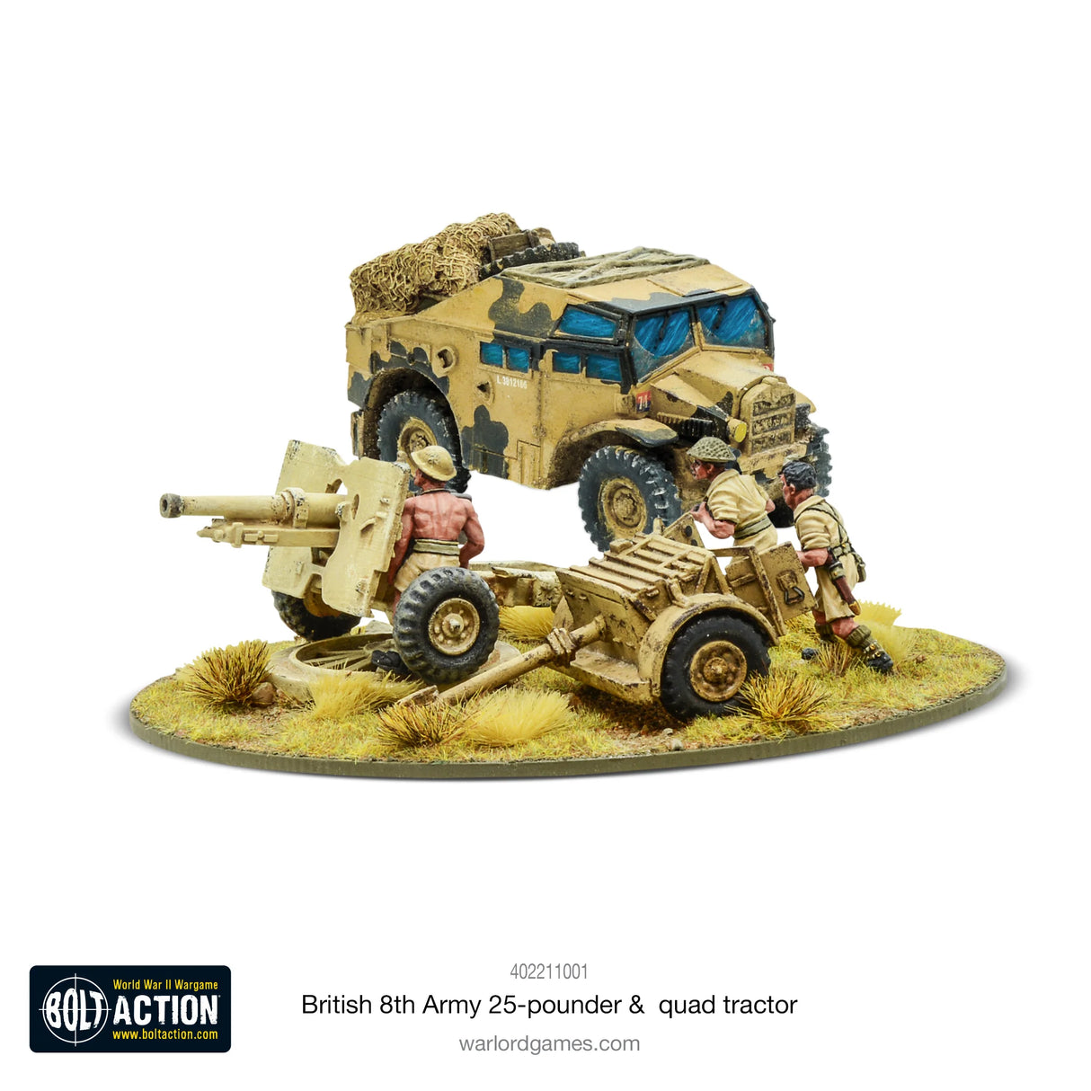 Bolt Action - 8th Army 25-PDR Light Artillery, Quad Tractor & Limber