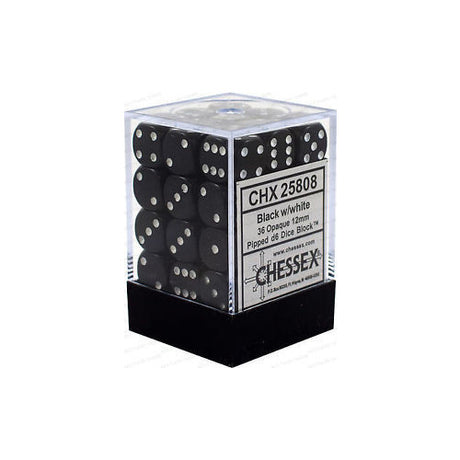 CHX 25808 Opaque 12mm d6 Black/White Block (36)