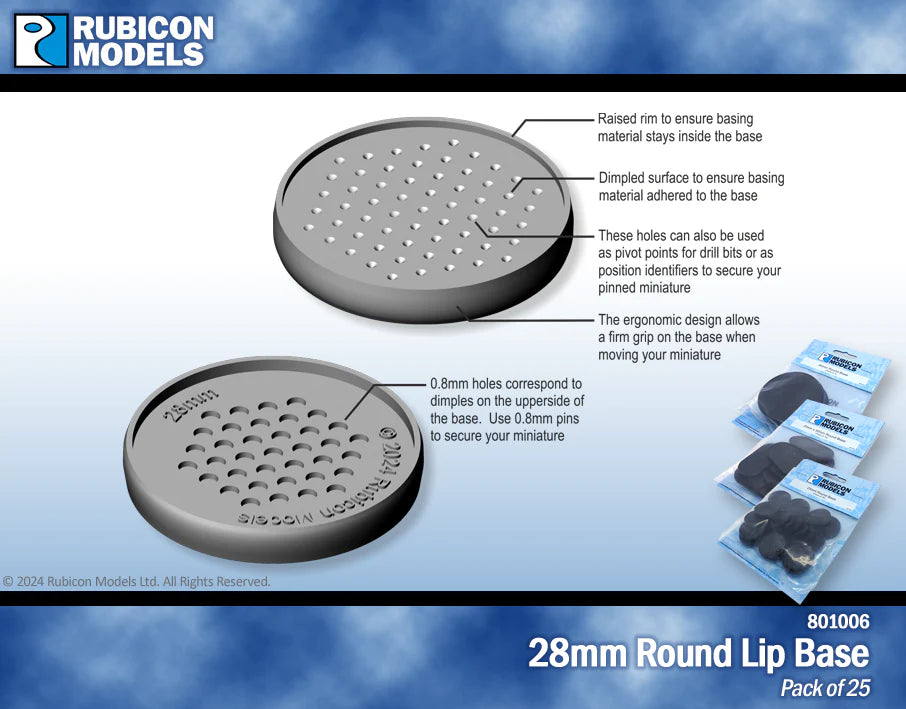 Rubicon Bases - 28mm Round Lip Base (25)