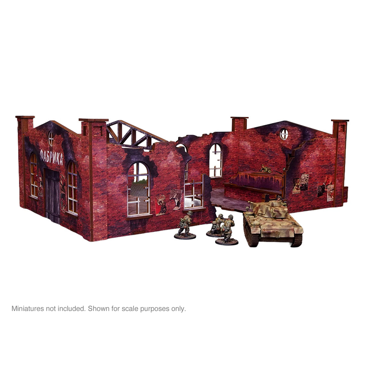 Micro Art Studio - Pre-Painted WW2 Ostfront Stalingrad Factory Back (With Ramp)