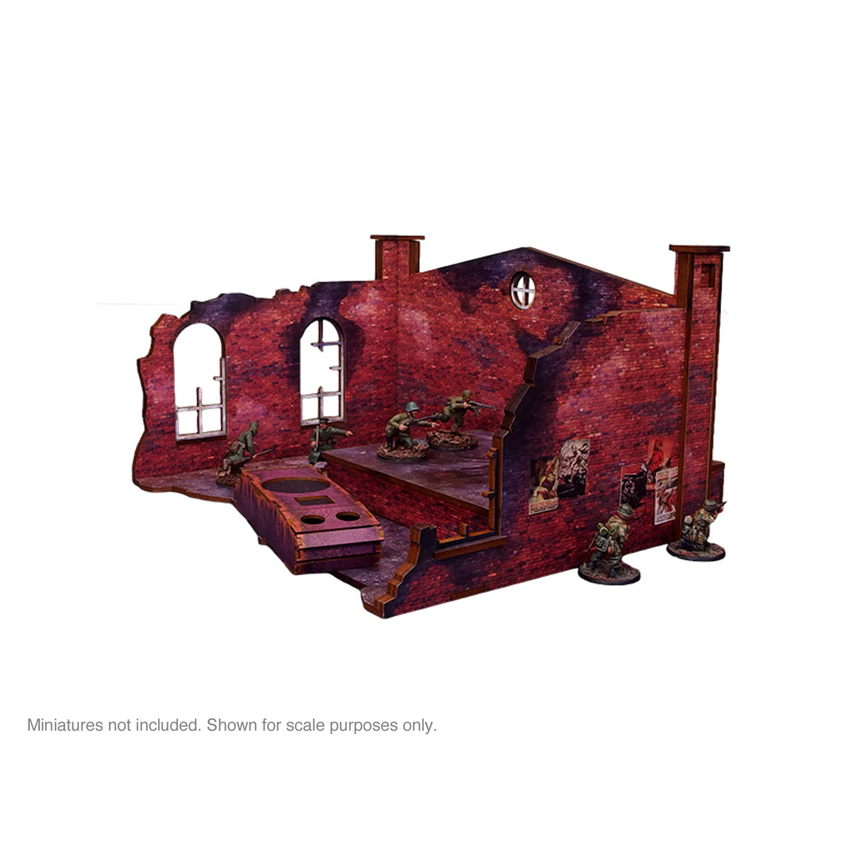 Micro Art Studio - Pre-Painted WW2 Ostfront Stalingrad Factory Back (With Ramp)