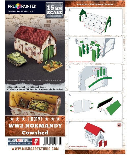 Micro Art Studio - Pre-Painted 15mm WW2 Normandy Cowshed