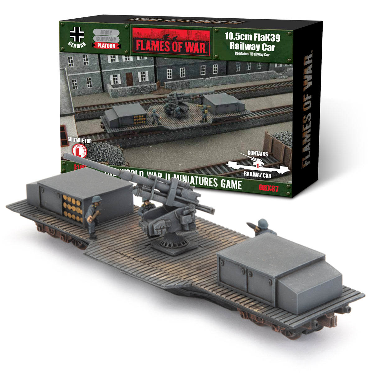 Flames Of War - German: 10.5cm FlaK39 Railway Car