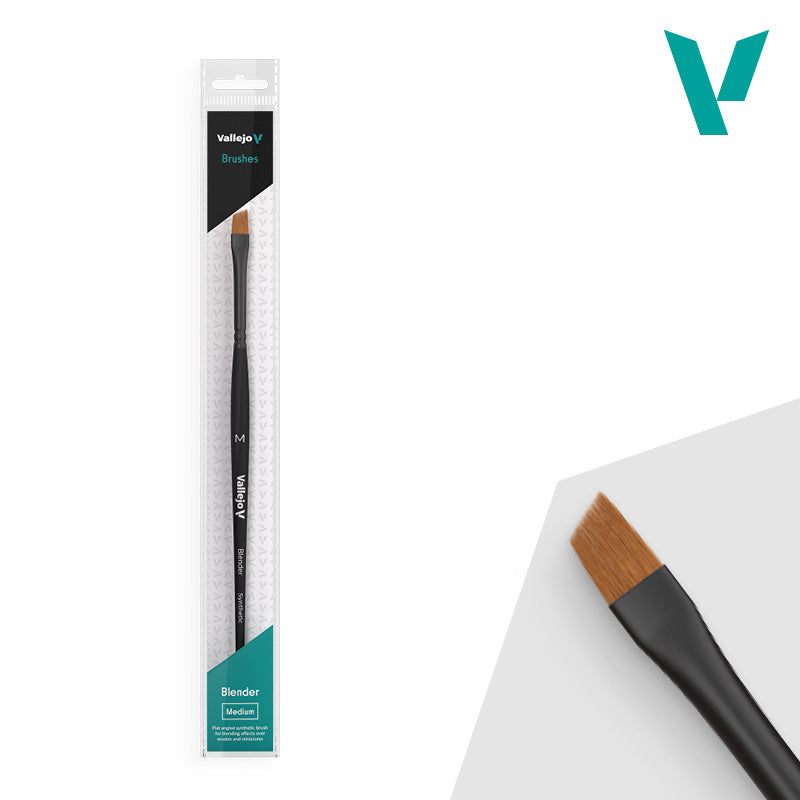 Vallejo - Hobby Brushes: Blender Flat Angled Synthetic Brush Medium