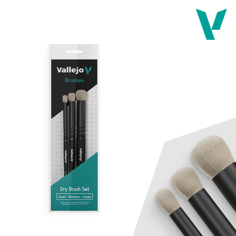 Vallejo - Hobby Brushes: Dry Brush Set - Natural Hair (S, M, L)