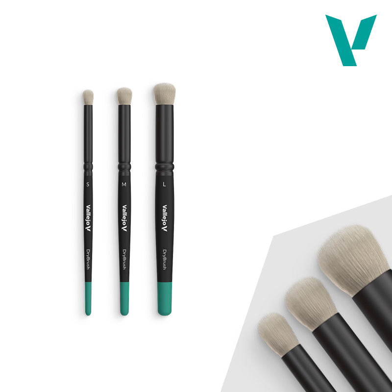 Vallejo - Hobby Brushes: Dry Brush Set - Natural Hair (S, M, L)