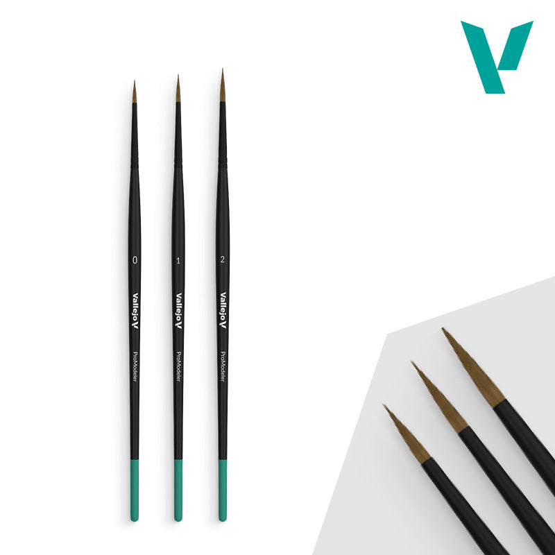 Vallejo - Hobby Brushes: Pro Modeler Design Set - Natural Hair (0, 1, 2)